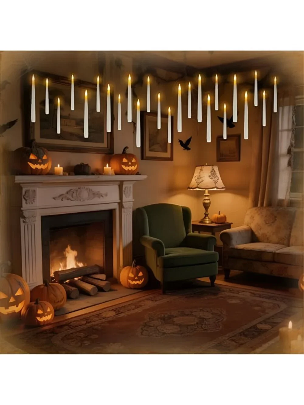 20PCS Floating Candles with Wand Remote, Flameless Hanging Taper